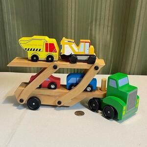 Melissa & Doug Car Carrier Truck and Cars Wooden Toy Set